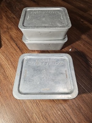 Set Of 3 Vintage 1950s Bernardin Speed E Freeze Silver Aluminum Tin Retro USA