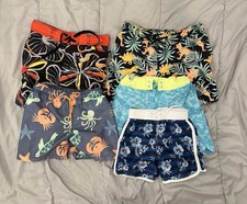 5 Swim Trunks Boys Bundle Sz 4-8 HM Shorts Lined