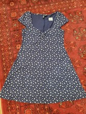 adorable, flattering womens short navy blue floral summer dress, capped sleeve