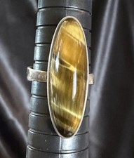 VTG Sterling Tigers Eye Ring Oval Stone Size 8 6 Grams Vintage Silver 925 RSA