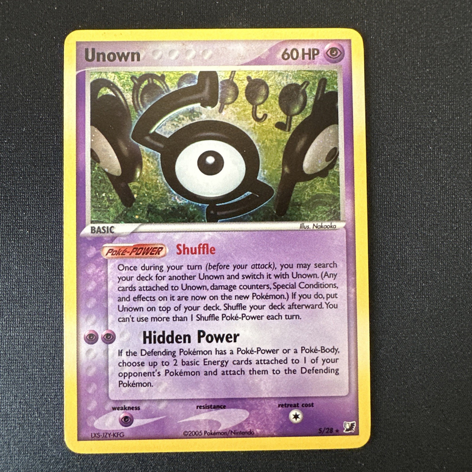 Pokémon TCG Unown S. Unseen Forces Holo S/28 (A1*).
