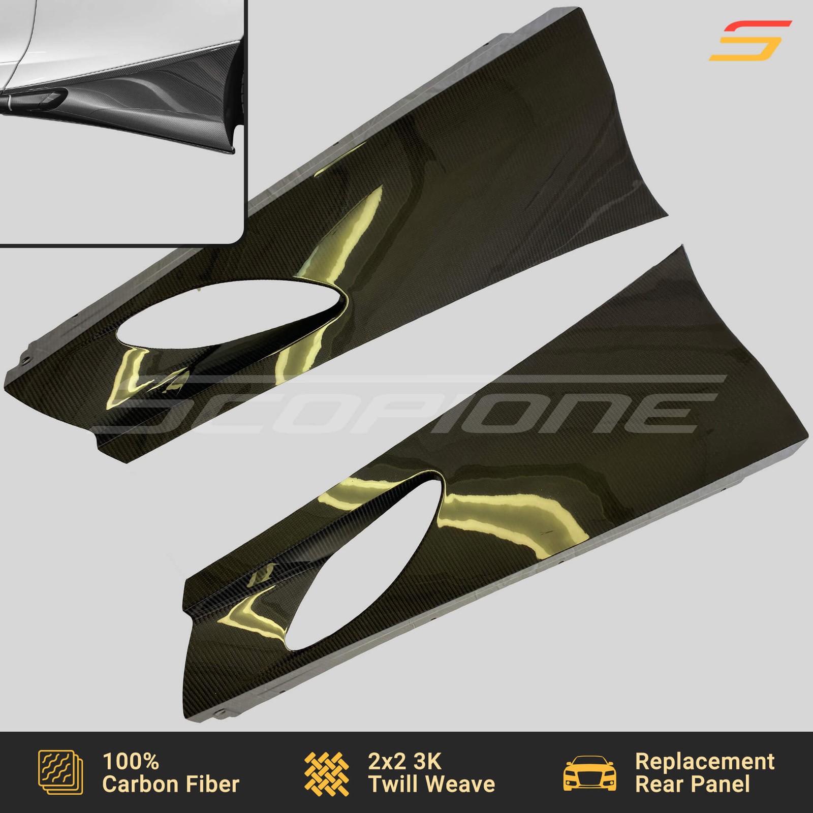 Scopione Carbon Fiber Lower Quarter Rocker Panel Side Skirts for McLaren 720S