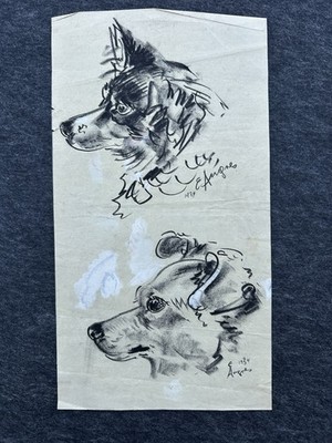Angres Erich, Berlin, Zeichnung, 1943, Hunde, Beidseitig