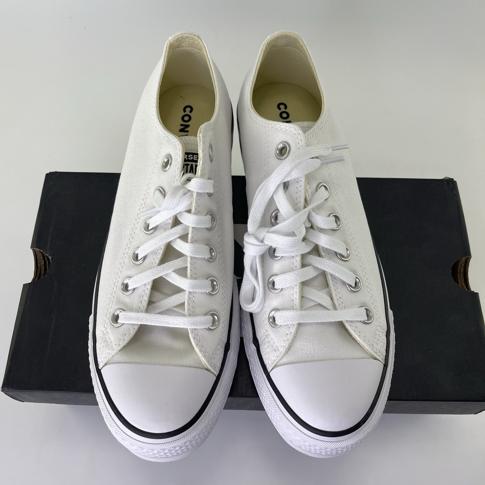 Converse CTAS Women's Lift Platform Sneakers Low Top Canvas, White/Black Sz 8.5 thumbnail 4