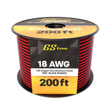 18 Gauge Bonded Zip Cord Speaker Wire 200Ft Red 200Ft Black 400Ft Total Cable