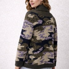 Sleeping On Snow Colorful Knit Cardigan Small Crochet Open Shawl Collar Cocoon