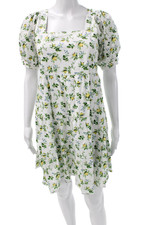 Faithfull The Brand Womens Fit & Flare Floral White Square Neck Dress Size 4