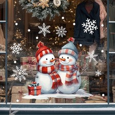 2pc Christmas Snowman Window Self-Adhesive Stickers PVC window Glass Sticker DIY