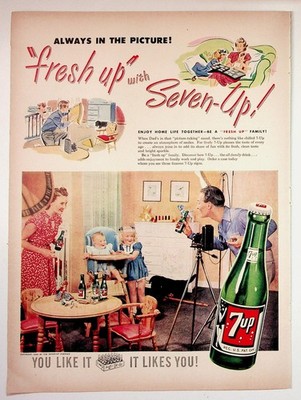 7UP Seven-Up Vintage 1948 Print Ad Family Soda Pop Beverage Advertising