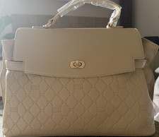 Cavalli Class Beige Quilted Satchel Top Handl...