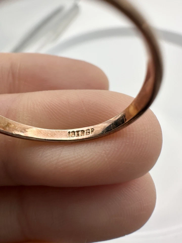 18k Rose Gold Plated Green Clear Stone Ring Size 7.5 - Image 4 of 4