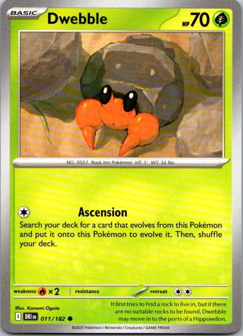 Dwebble 011/182 Common Destined Rivals Pokemon Near Mint