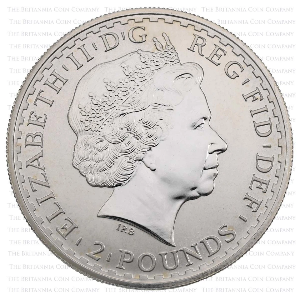 2 Pounds Britannia 2002 Elizabeth II - 1 Oz Silver Bullion - Regno Unito UK - Immagine 4 di 4