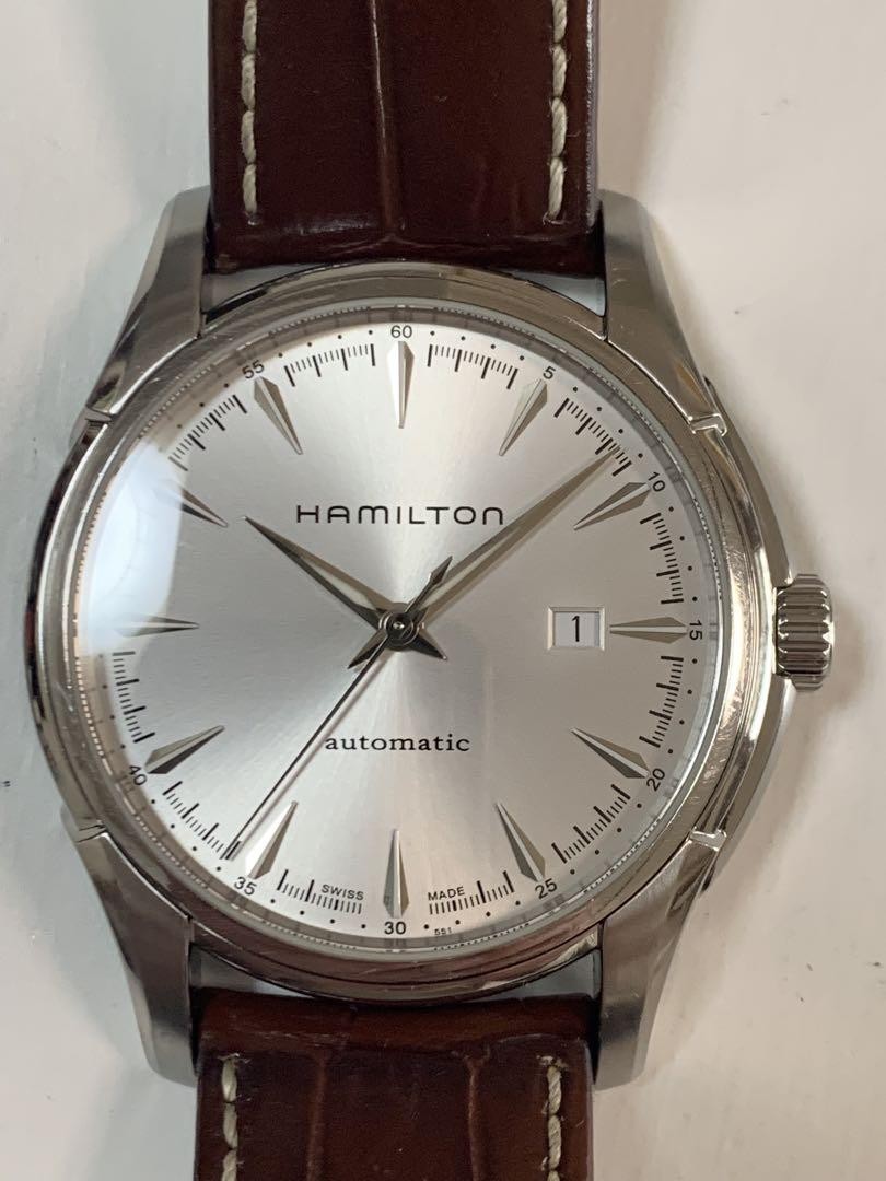 HAMILTON H327150 Mens Automatic Silver Leather Watch 45.5mm