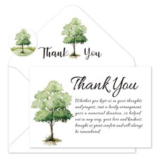 FYSUIMU 50Pcs Funeral Thank You Cards Bulk Boxed 4 x 6 inch, green and white