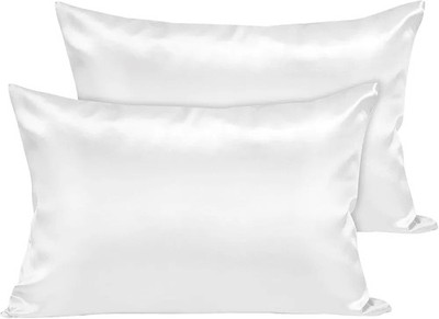 Moonlight Bettwäsche weiß kühlende Kissenbezüge 2er Pack - Luxus Satin Seide Kissenbezüge