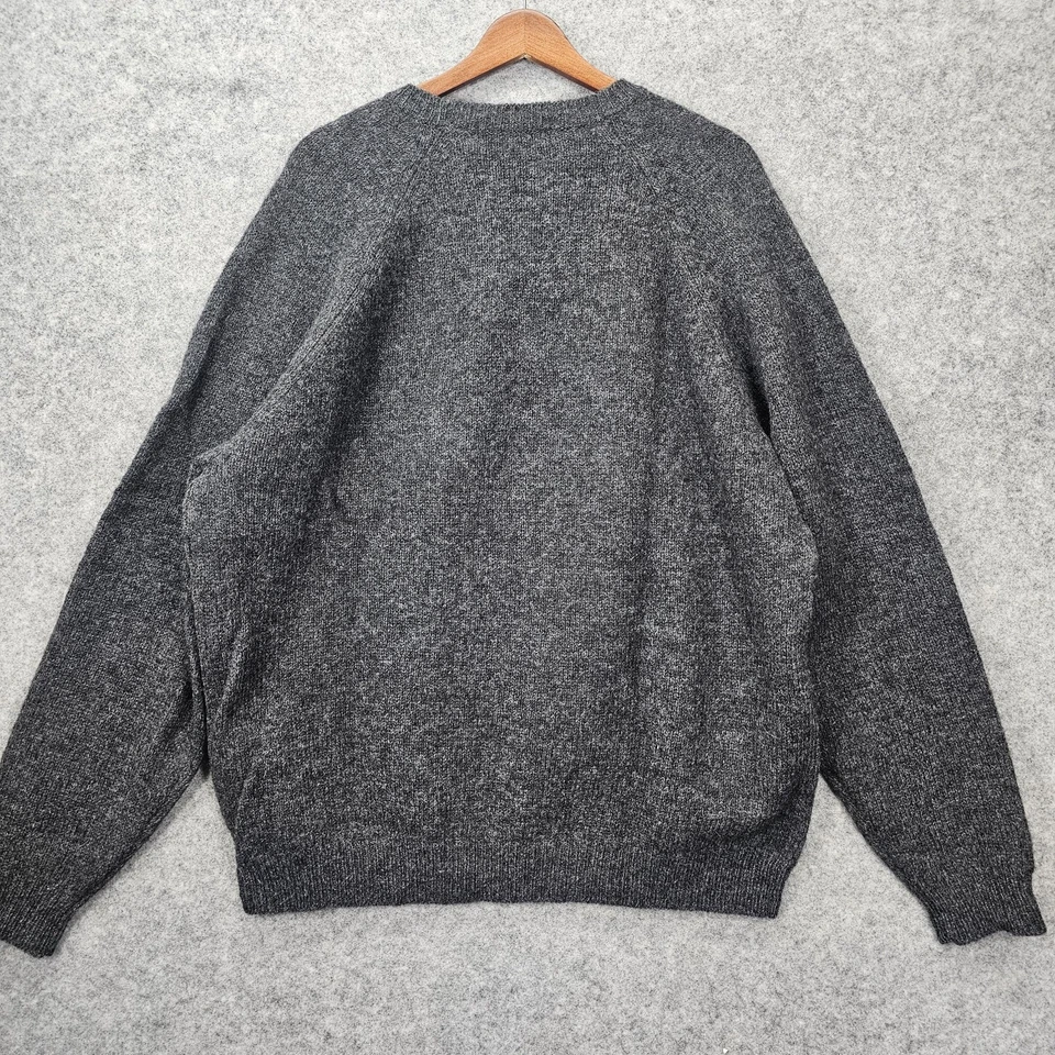 Vintage Fisherman Wool Sweater Mens L Charcoal Raglan Outdoor Cozy JOHN ASHFORD - Image 2 of 4
