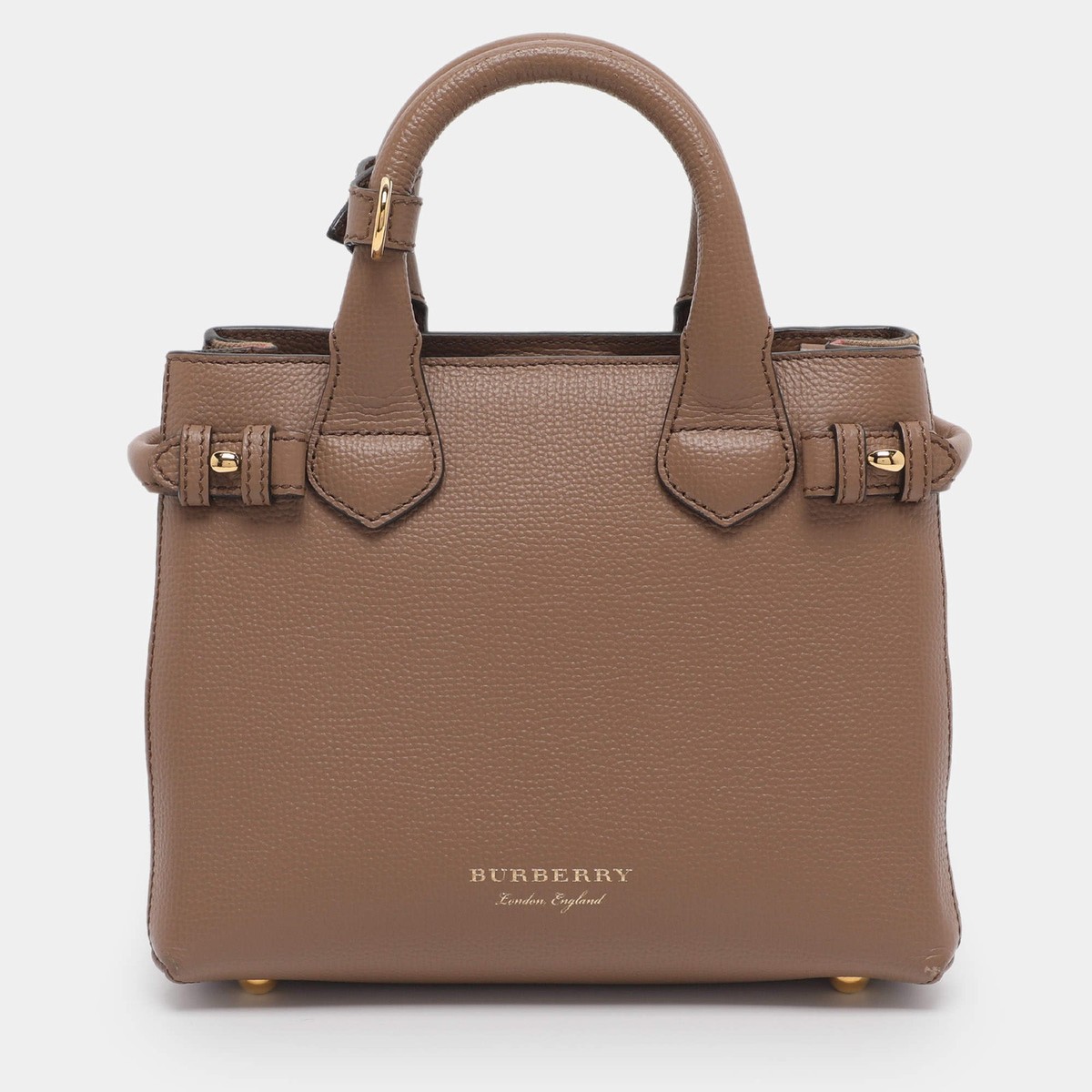 Burberry BrownBeige Leather and House Check Fabric Mini Banner
