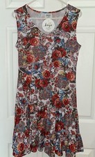 NWT Kaiya Designs USA Colorful Floral Sleeveless V-Neck Poly/Spandex Dress, S