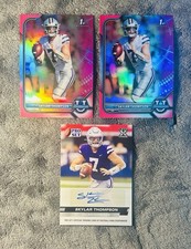 Skylar Thompson 2021-22 Bowman Chrome 1st Pink Refractor (2) & Pro Set Auto