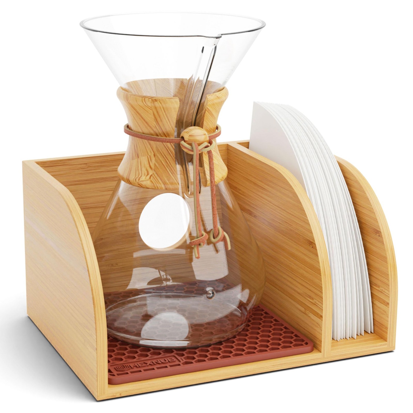 Bamboo Caddy for Pour Over Coffee Maker, Fits Chemex, Bodum,