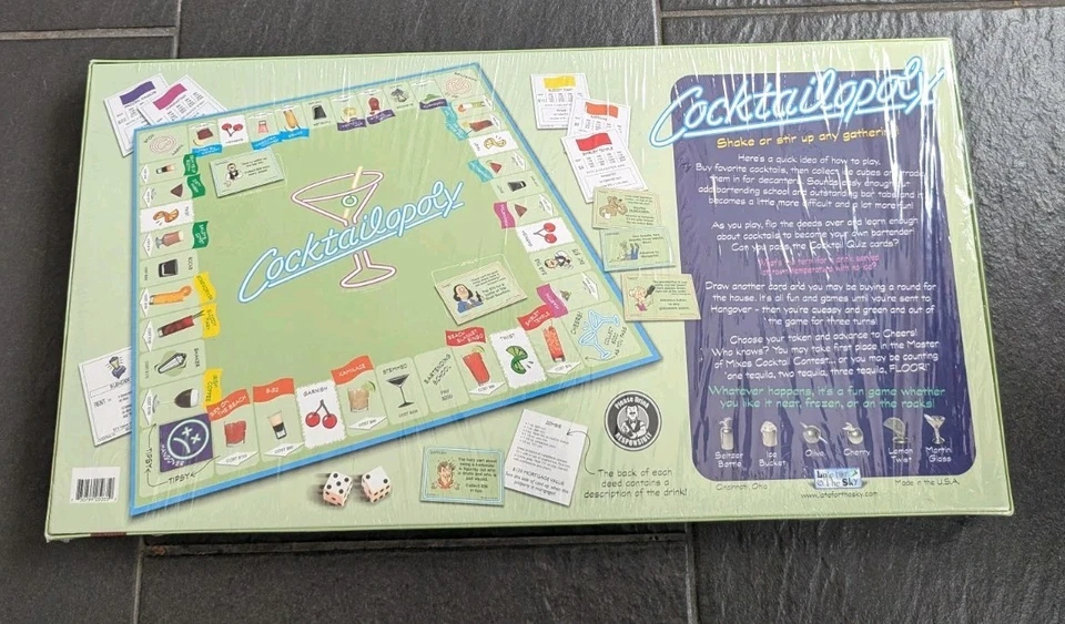 Cocktailopoly Board Game Made In USA Vintage Brand New Factory Sealed  - Image 3 of 4