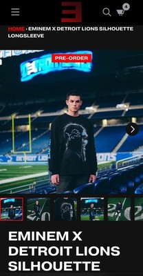 Eminem x Detroit Lions Silhouette Long Sleeve Shirt Men s Size Large SOLD OUT