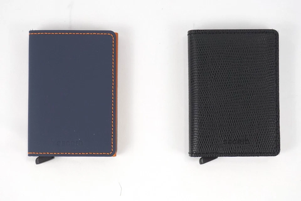 Lote de 2 billetera delgada de aluminio Secrid en azul noche mate y naranja/negro Rango Foto 3 de 4