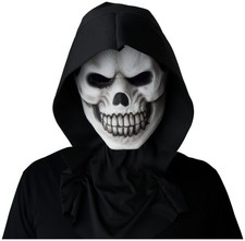 Skull White Skeleton Grim Reaper Horror Adult Mens Costume Light Up 1/2 Mask