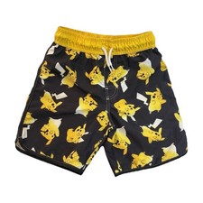 Pok mon Boys Swim Shorts Pikachu Black Yellow Size M Lined Trunks Cartoon