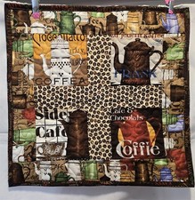 Hand Made Quilt Wall Hanging - Daily Grind Coffee Cafe Chocolate Shop Theme