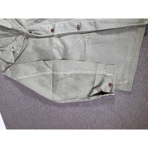 Vintage WWII USMC P-41 HBT Stenciled Utility Jacket Coat LARGE Herringbone 40s - Picture 3 of 12
