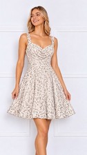 Women’s White Sequin Fit & Flare Mini Dress Size 16 Sweetheart Party