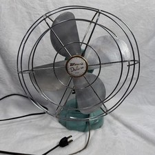 VTG Original Wizard Deluxe / Western Auto Supply 10" Desk Fan Turquoise Tested