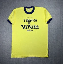 Vintage I Slept On A Virgin Island St Thomas Funny Parody T Shirt Men’s XL 80s