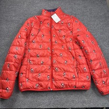 Disney Store Topolino Rosso Viola Puffer Jacket REVERSIBILE Uomo Donna Nuovo con etichette
