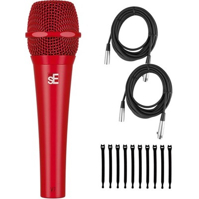 sE Electronics V7 Red Dynamic Supercardioid Handheld Microphone, Red - Bundle...
