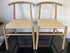 Habitat Scottie Solid Oak Wicker Chairs Mid Century Style Excellent Condition