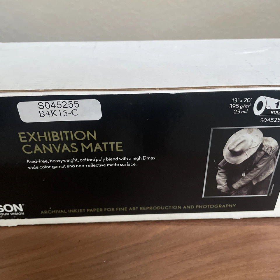 Epson S045255 Exhibition Canvas Matte Archival Inkjet Paper 13"x20' Roll Sealed - Image 2 of 3