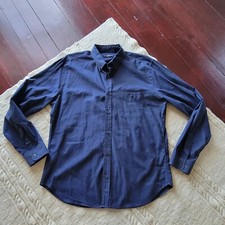 7 For All Mankind Mens Cotton Button Down Dress Shirt size Large Navy