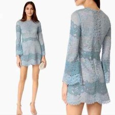 WAYF Dream Lover Party Cocktail Blue bell sleeve Lace Mini dress size medium