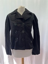 Kangol Jacket Size 8 Black Cotton Collar Button Up Canvas Women’s