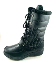 Aquatherm by Santana Canada Courtmid Black Wedge Mid-Calf Snow Boot 