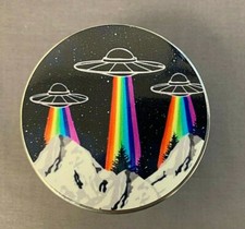 Rainbow and Space Aliens Art Black metal Herb Grinder 4 Piece Hand Mueller