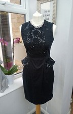 BNWT Stunning French Connection Black Sequin Cocktail Dress Size 10 RRP £120 D51