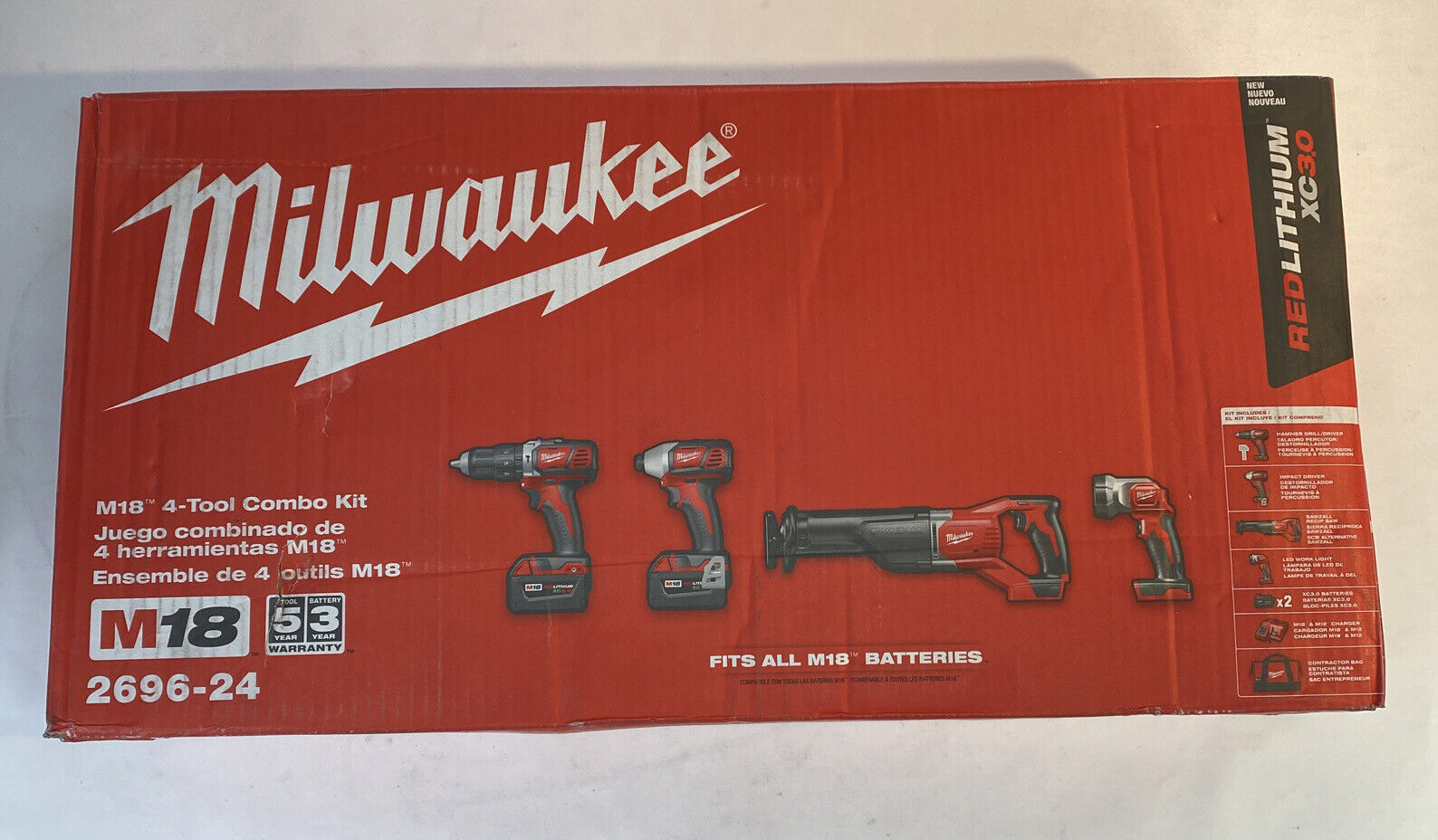 New Milwaukee 2696-24 M18 Cordless Compact Combo Tool Kit Sealed eBay