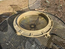 HUGE!! Vintage Rostand Brass Nautical Porthole Boat Ship 21" Diameter Glass 16"