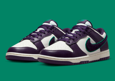 Nike Dunk Low Retro Chenille Grand Purple Sail Neptune Green Nby 