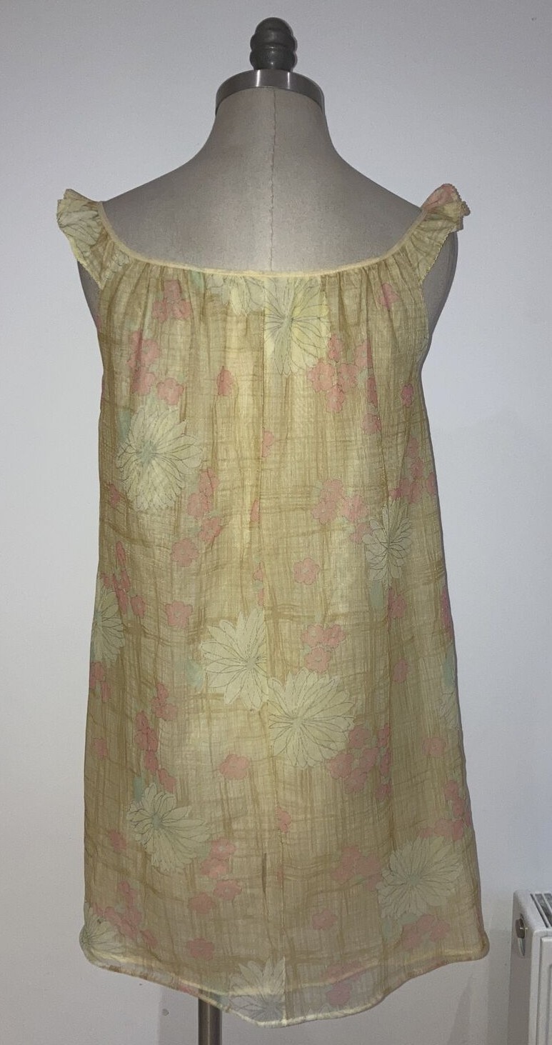 1970s Vintage Orange/Lemon Floral Nightdress, Size Wmns 5