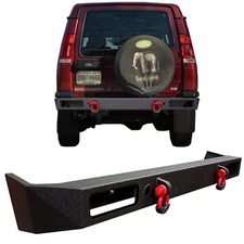 YEEGO Texture Rear Bumper Fits 1999-2004 Land Rover Discovery 2 Ⅱ w/ Red D-rins